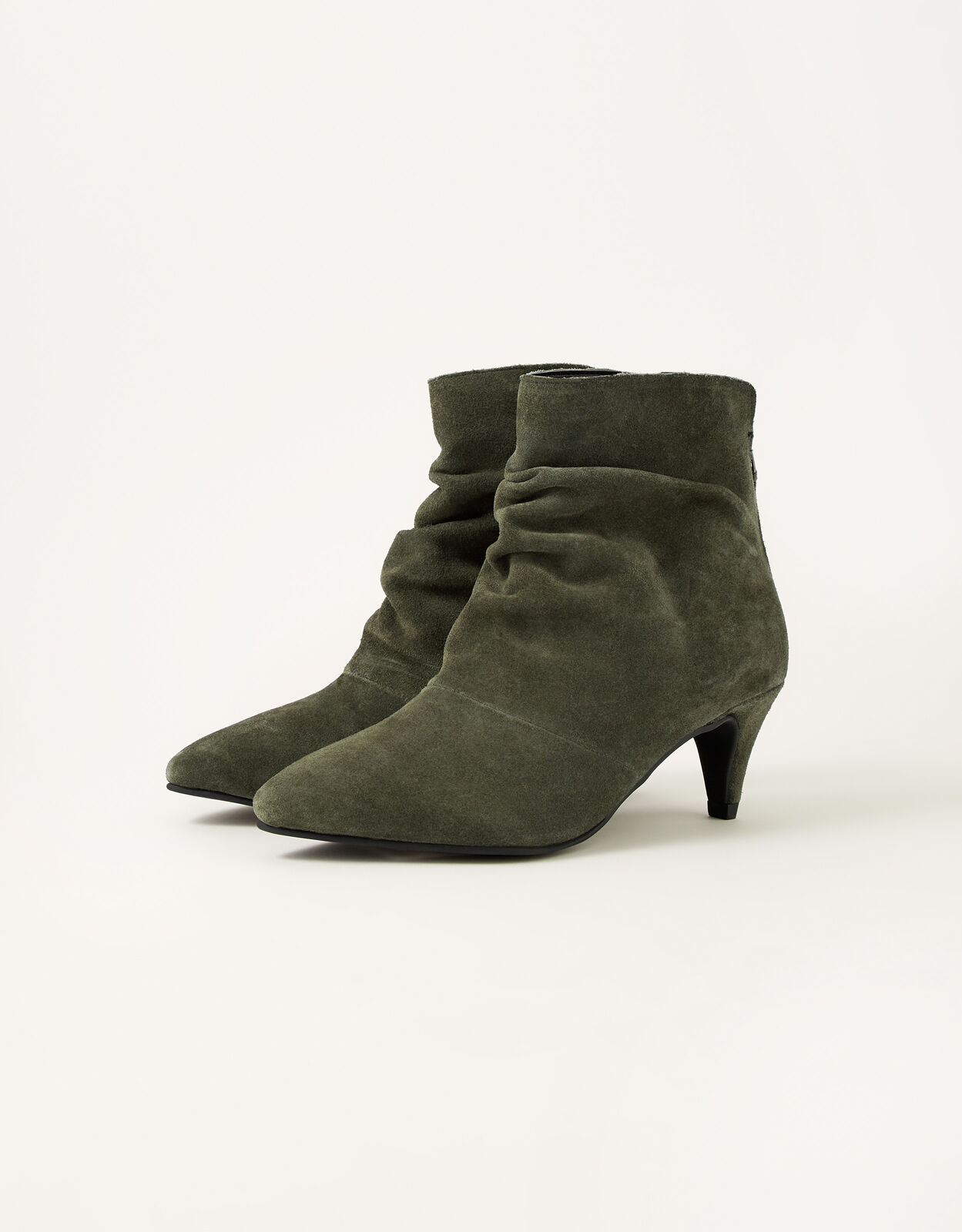 Slouch Suede Kitten Boots Green