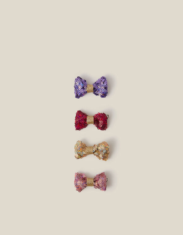 4-Pack Sequin Bow Hair Clips, , large
