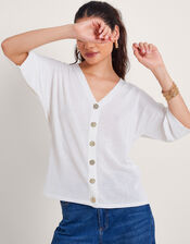Bea Short Sleeve Cardigan, Ivory (IVORY), large