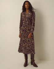 Miranda Abstract Print Mesh Jersey Midi Dress, Green (KHAKI), large