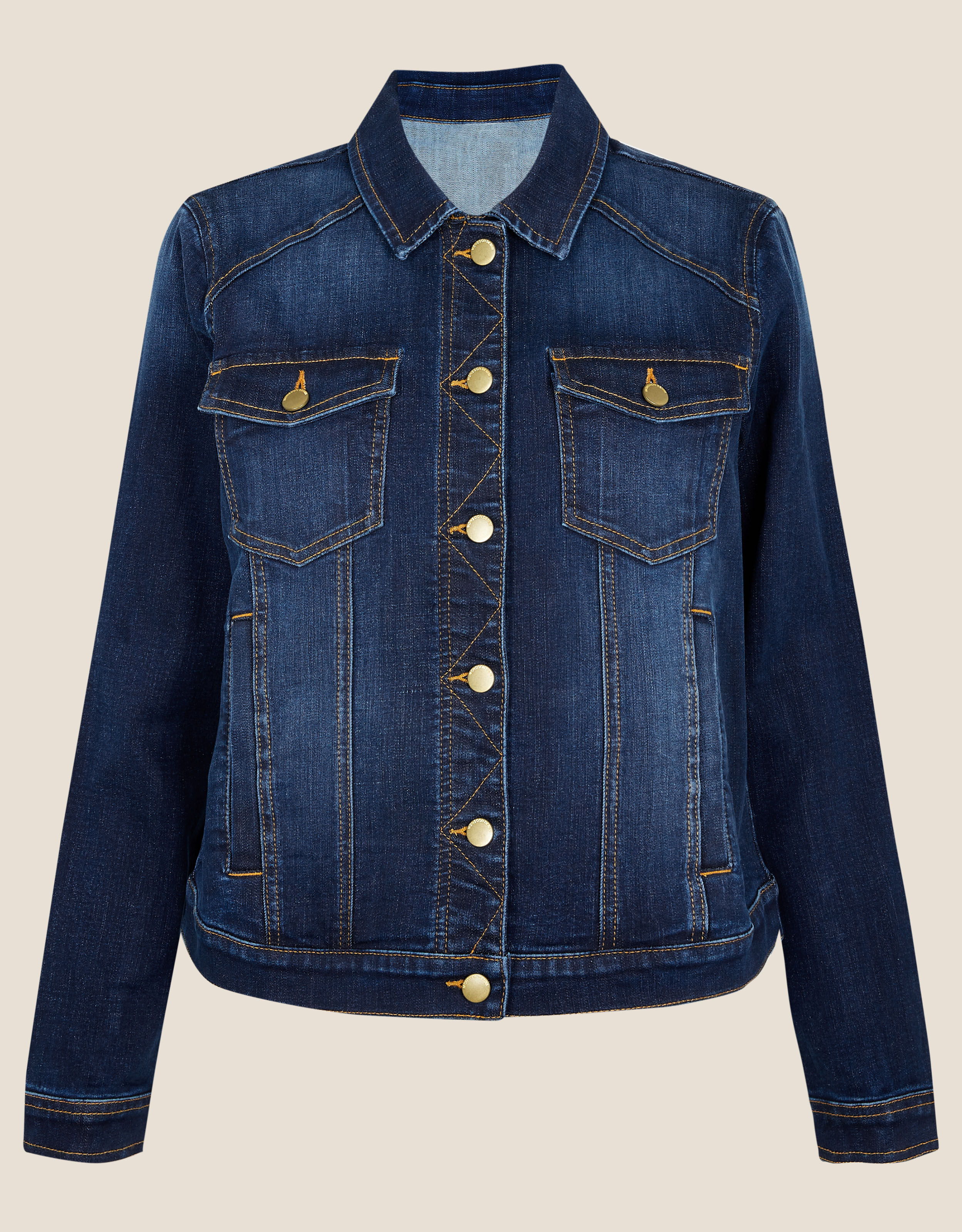 Dark Wash Denim Jacket in Sustainable Cotton Blue