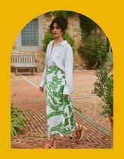 One Hundred Stars Giant Willow Print Maxi Skirt, Green (GREEN), large