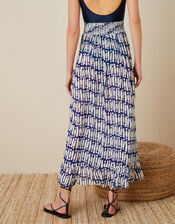 Printed Wrap Hem Skirt, Blue (NAVY), large