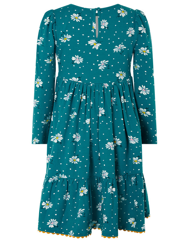 Daisy Shirred Jersey Dress , Green (GREEN), large
