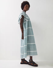 East Duva Print Tiered Smock Dress, Blue (BLUE), large