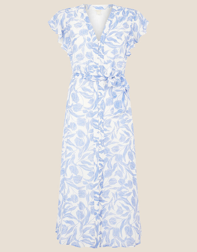 Tulip Print Midi Dress, Blue (BLUE), large