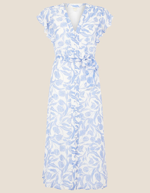 Tulip Print Midi Dress, Blue (BLUE), large