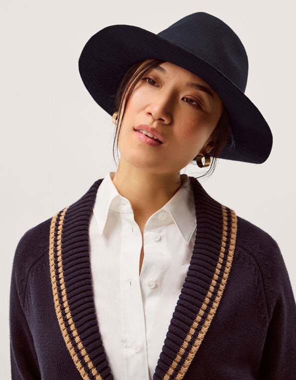 Drew Wool Fedora Hat, Blue (NAVY), large