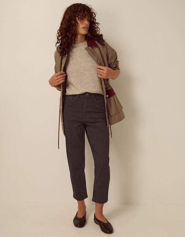 Julia Cropped Cigarette Jeans, Black (BLACK), large