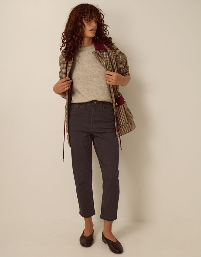Julia Cropped Cigarette Jeans, Black (BLACK), large