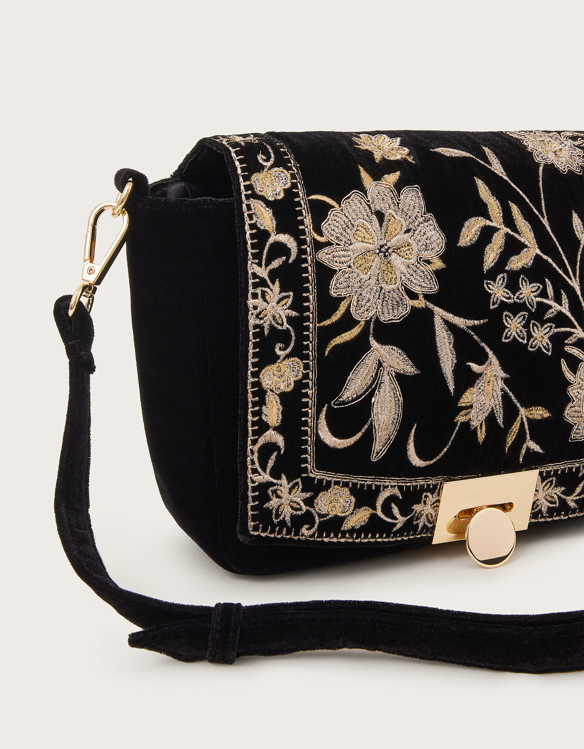 Lara Embroidered Velvet Bag