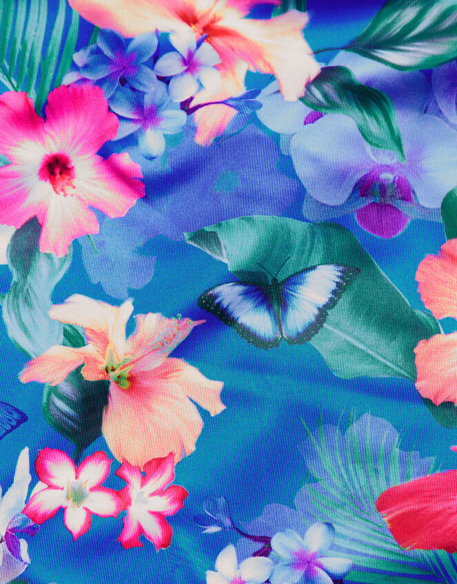Floral Butterfly Swimsuit with Recycled Polyester, Blue (BLUE), large