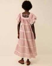 East Alina Hand-Screen Printed Floral Lace Insert Dress, Pink (PINK), large