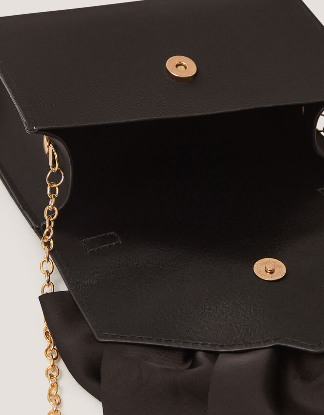 Satin Bow Bag, Black (BLACK), large