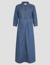 Bonnie Zip Denim Shirt Dress, Blue (MID AUTHENTIC BLUE), large