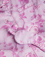 Floral Satin Short Pyjamas & Sleep Mask Set, Purple (LILAC), large