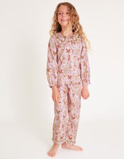 Woodland Print Long Pyjamas Set, Pink (PINK), large