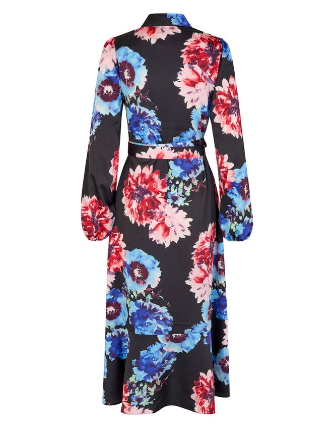 Crās Floral Print Wrap Dress, Black (BLACK), large