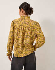 Mabel Paisley Jersey Frill Shirt, Yellow (OCHRE), large