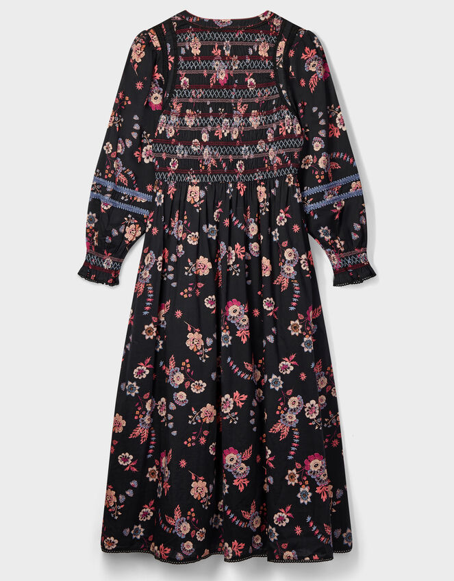 East Madison Long Sleeve Floral Midi Dress, Black (BLACK), large