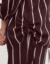 Callie Thorpe x Monsoon Stripe Linen Blend Shirt, Brown (BROWN), large