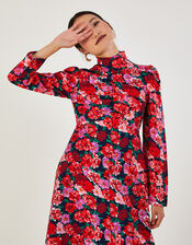 Regina Ruched High Low Dress, Red (RED), large