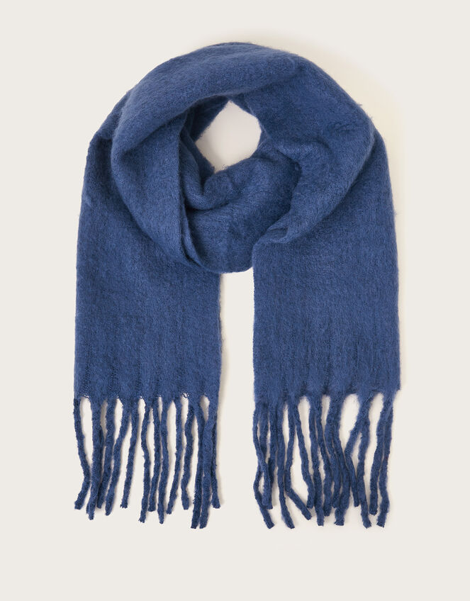 Brushed Blanket Scarf in Recycled Polyester, Blue (NAVY), large