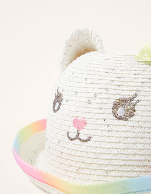 Baby Kitty Bowler Hat, White (WHITE), large