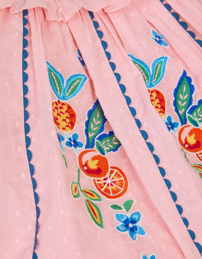 Fruit Embroidered Square Neck Dress, Pink (PINK), large