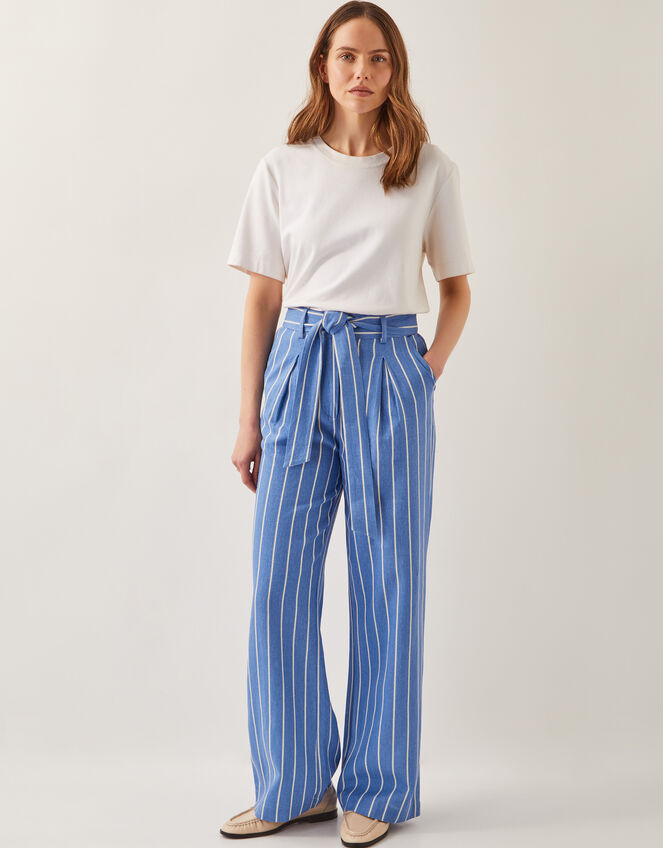 Susan Stripe Trousers, Blue (BLUE), large