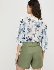 Flamingo Palm Lightweight Jumper in Linen Blend, Multi (MULTI), large