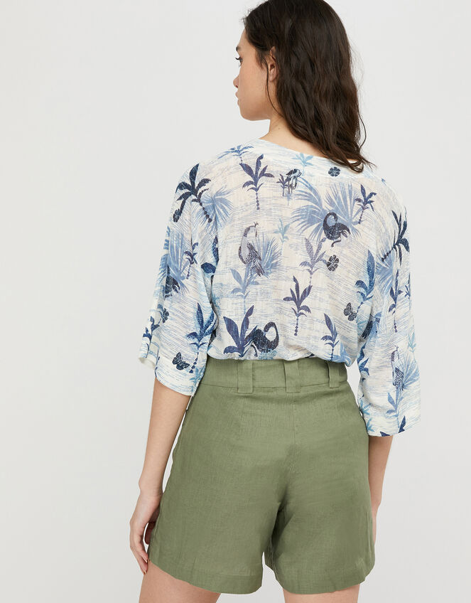 Flamingo Palm Lightweight Jumper in Linen Blend, Multi (MULTI), large