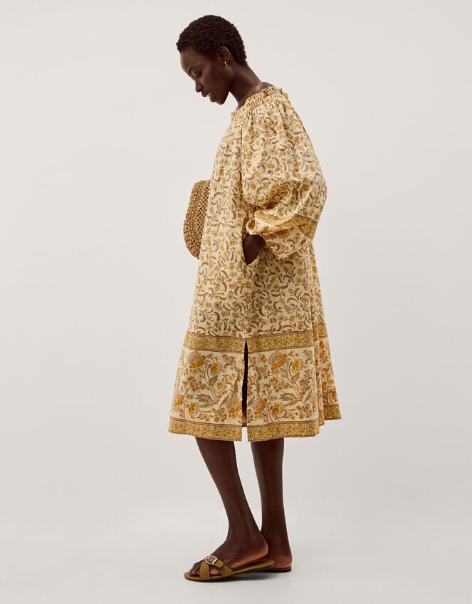 asos golden floral bardot midi dress ASOS DESIGN twist bardot bodycon midi dress in light yellow