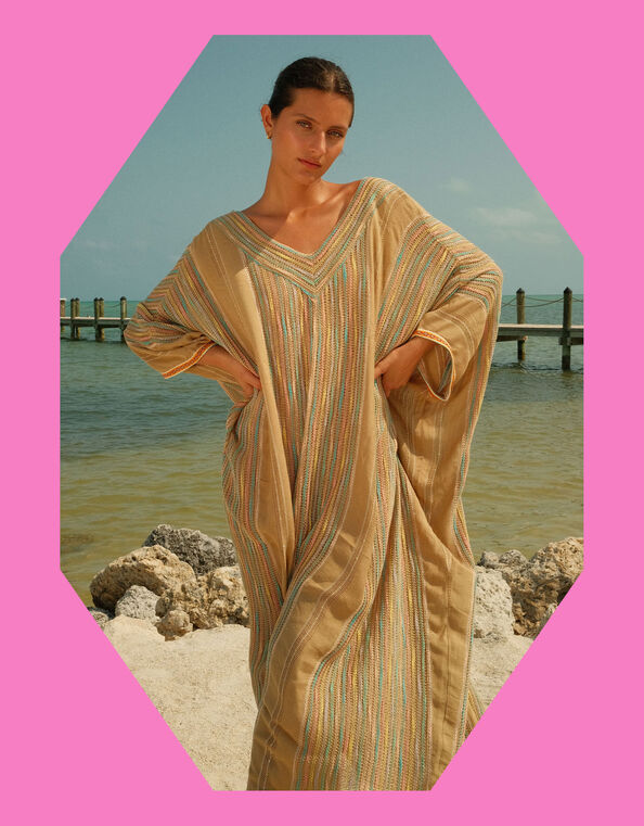 Pitusa Kalista Embroidered Beach Kaftan, , large