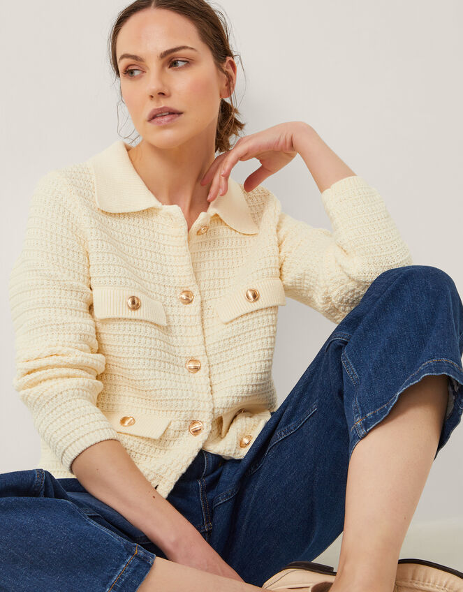 Coby Collar Cardigan Ivory