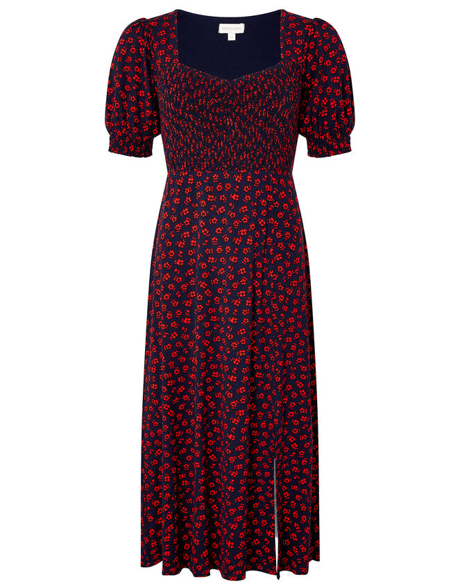 Ditsy Floral Jersey Dress, Blue (NAVY), large