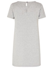 Sequin Stripe Sweat Dress, Grey (GREY), large