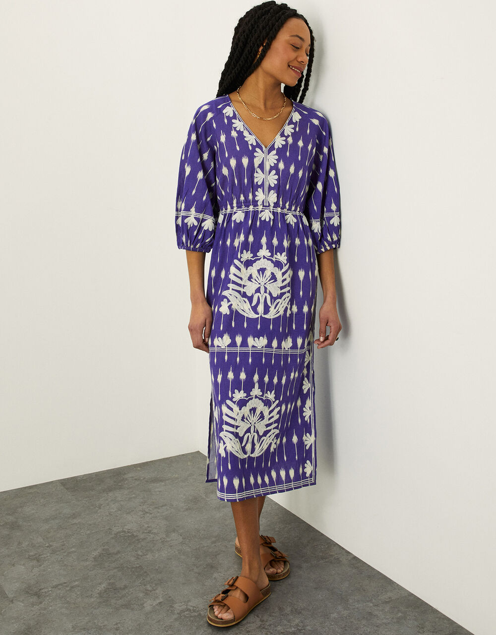 Women Dresses | Premium Embroidered Maxi Dress Blue - GD24191