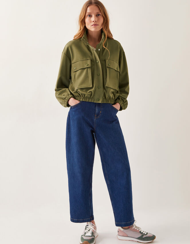 Jen Jersey Utility Jacket, Green (KHAKI), large