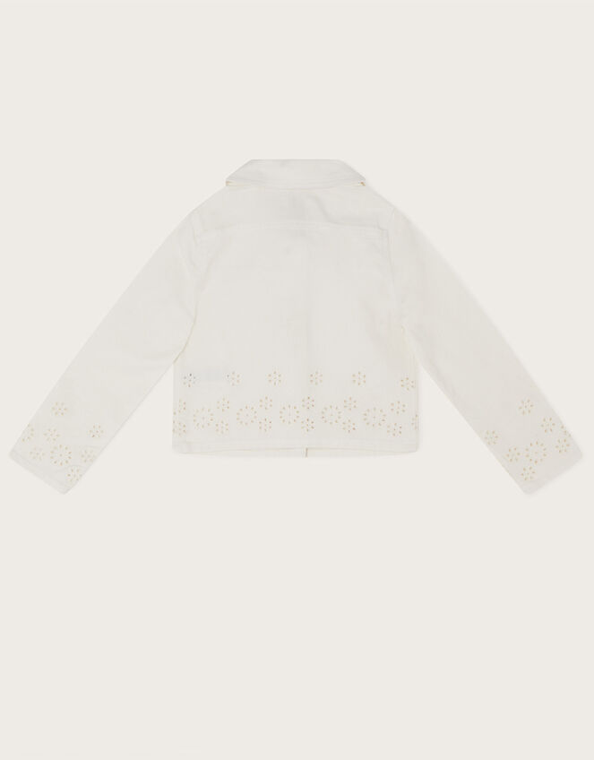 Broderie Schiffli Denim Jacket , White (WHITE), large