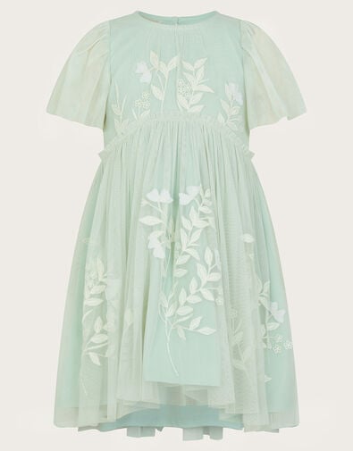 Baby Embroidered Botanical Dress, Green (MINT), large