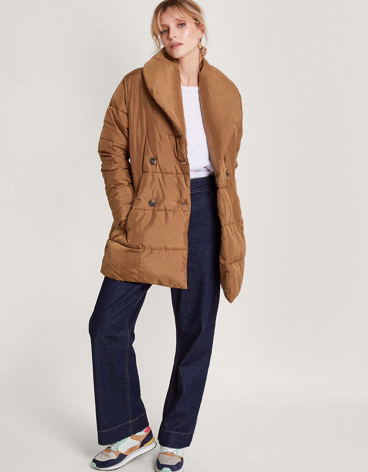 Shannon Shawl Collar Padded Coat Camel