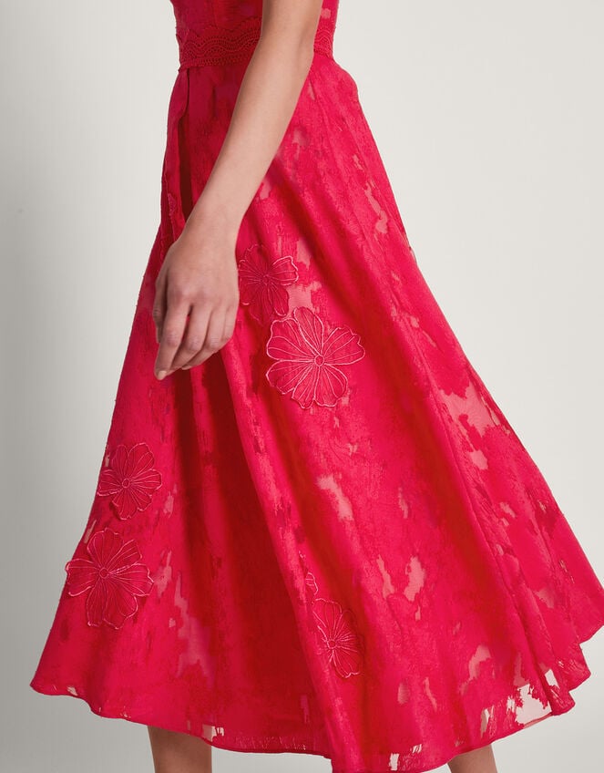 Josie Jacquard Tea Dress, Red (RED), large