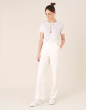 Smart Regular Length Trousers in Linen Blend, White (WHITE), large