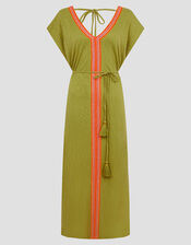 Estela Jersey Embroidered Kaftan, Green (GREEN), large