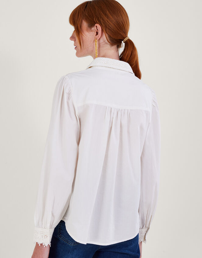 Beth Lace Detail Shirt, Ivory (IVORY), large
