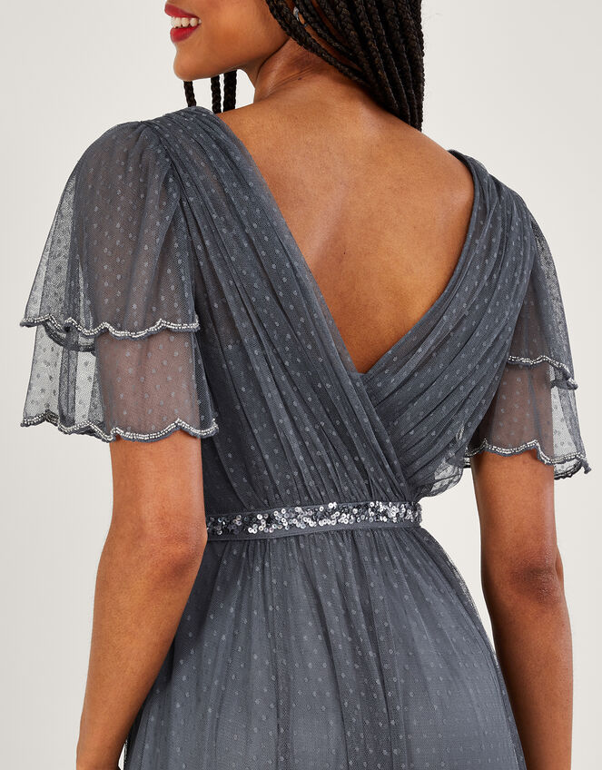 Isla Spot Mesh Maxi Dress, Blue (DARK BLUE), large
