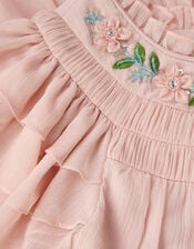 Carmen Embellished Collar Tiered Dress, Pink (PINK), large