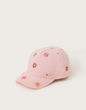 Floral Embroidered Cap, Pink (PINK), large