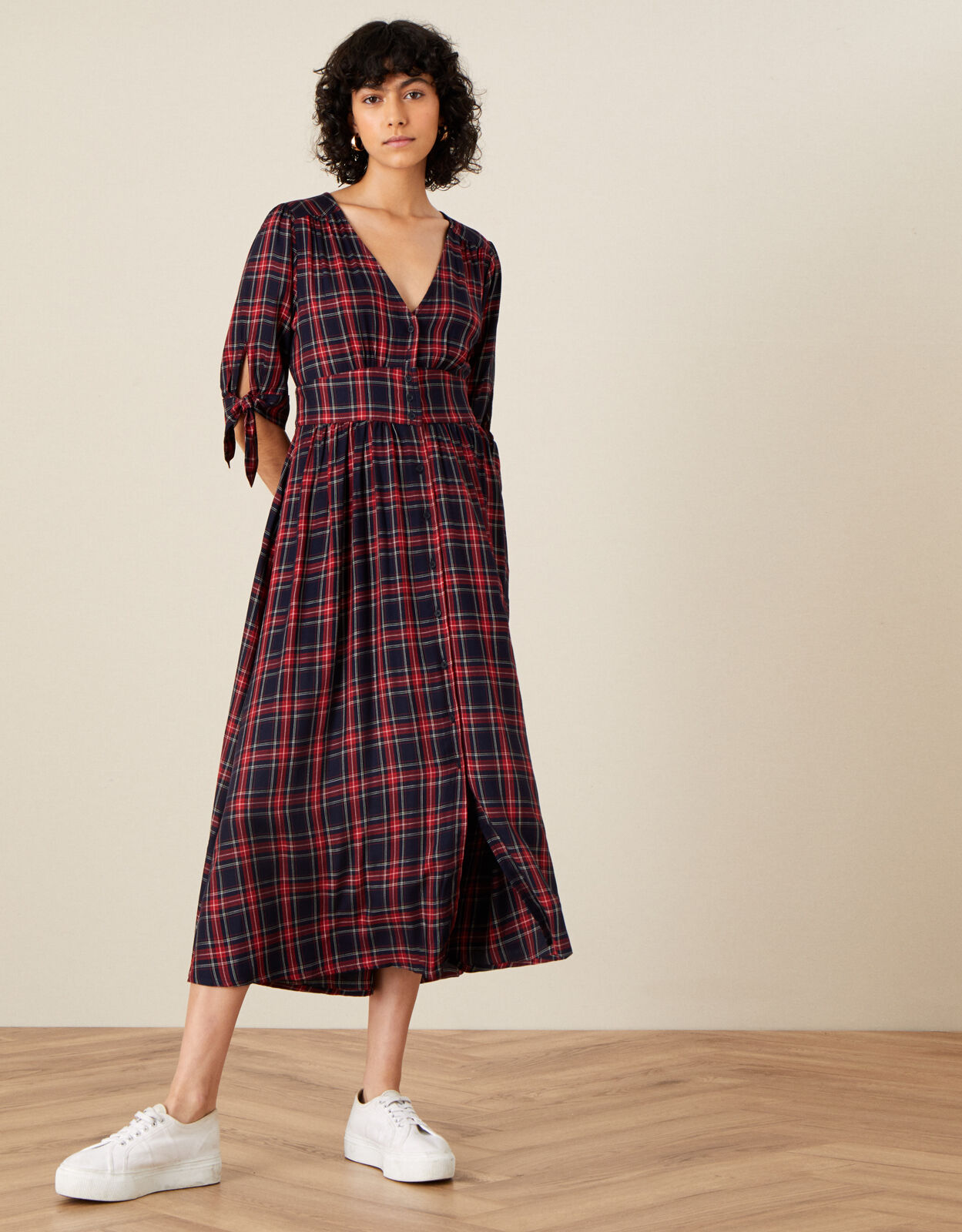Molly Check Midi Dress Blue